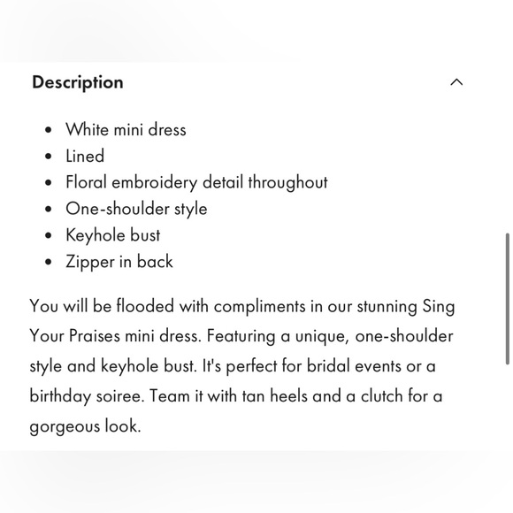 SELFIE LESLIE NWT SING YOUR PRAISES ONE SHOULDER EMBROIDERY MINI DRESS - Picture 6 of 8